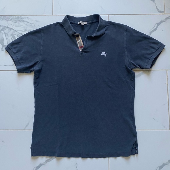 Burberry Brit Short Sleeve Polo Shirt Mens Size L Grey White Nova Check - Picture 1 of 6